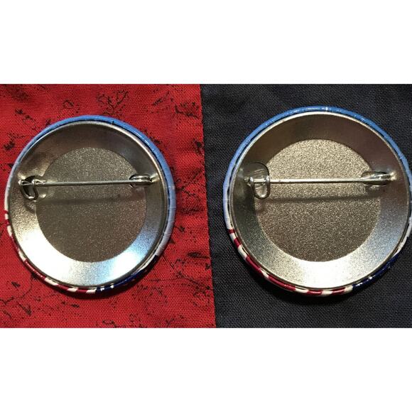 Pinback Buttons Pins Set of 2 Patriotic 1 3/4" Support Troops Peace is Patriotic - Picture 3 of 3